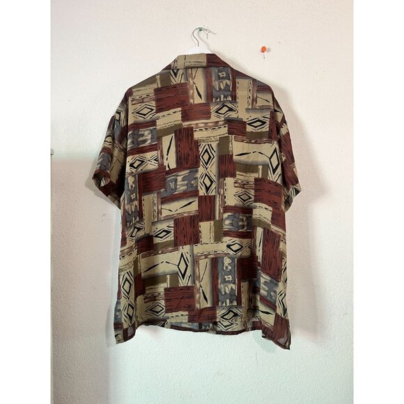 Vintage Ship N Shore Womens Geometric Button-Up Shirt 2X Brown USA Made Casual - Picture 5 of 9
